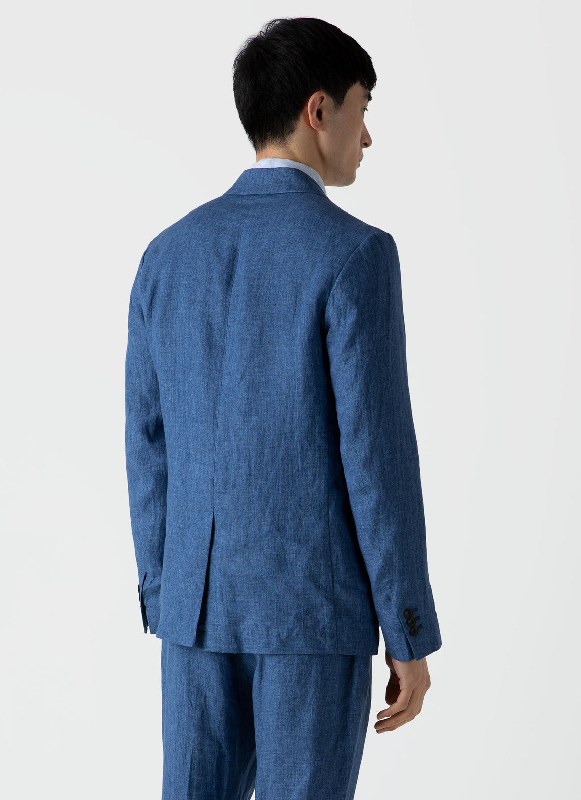 Men's Linen Blazer in Blue Melange