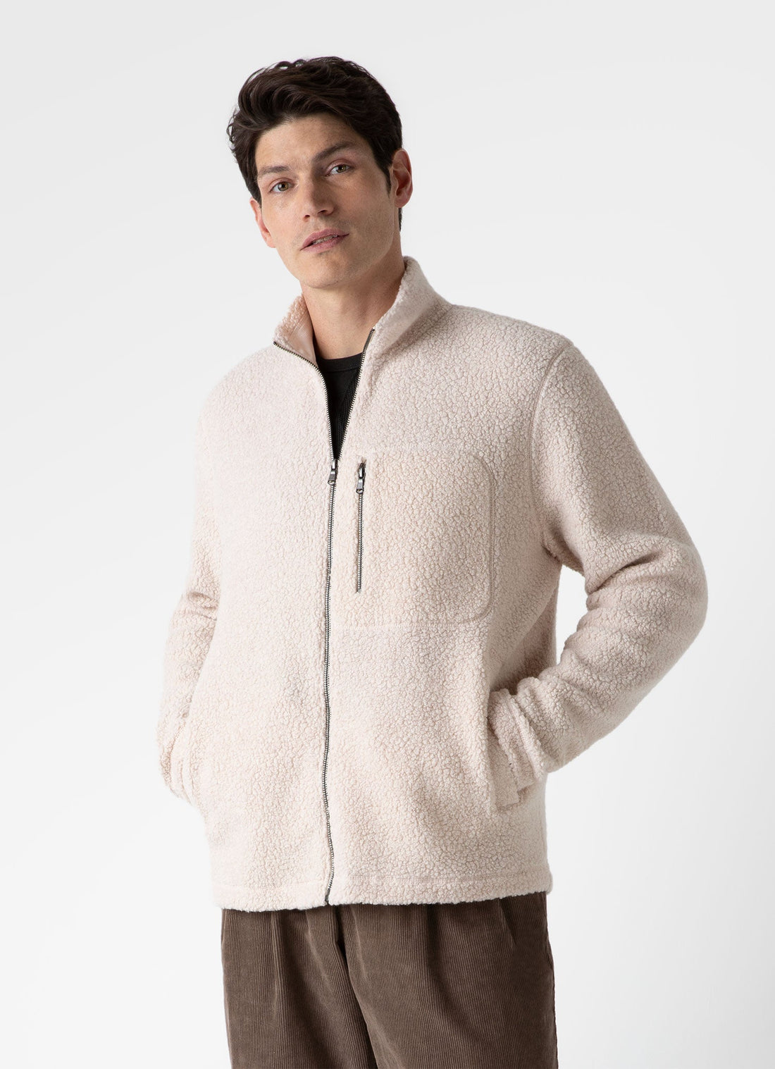 Men's Wool Fleece Jacket in Ecru