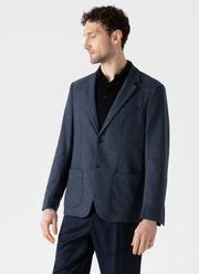 Men's Textured Wool Blazer in Blue Melange