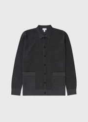 Men's Knitted Jacket in Charcoal Mouline