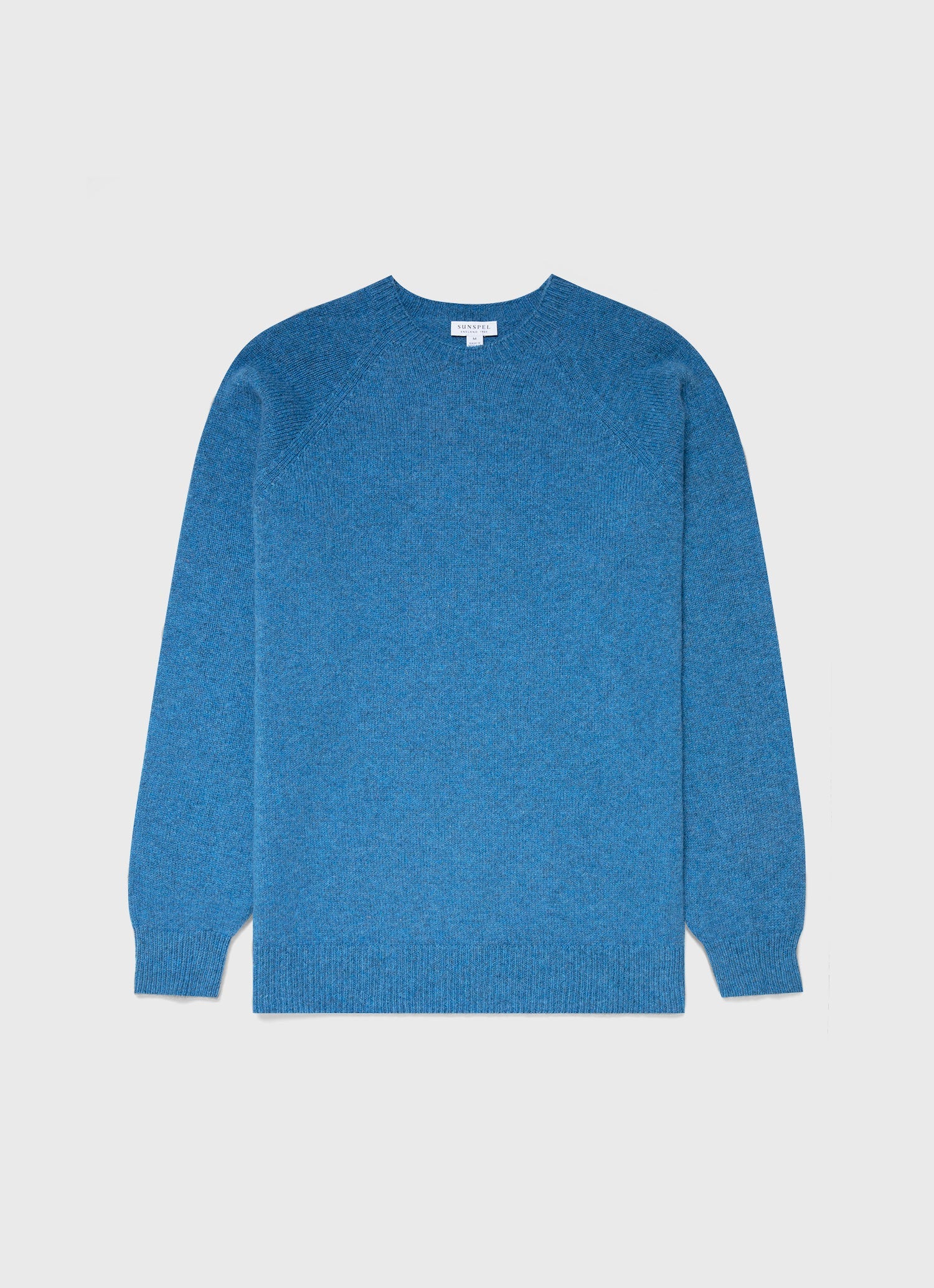 Men's Lambswool Crew Neck Jumper in Blue Jean