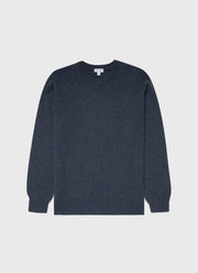 Men's Cashmere Crew Neck Jumper in Peacock Melange