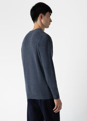 Men's Cashmere Crew Neck Jumper in Peacock Melange