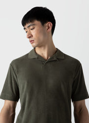 Men's Towelling Polo Shirt in Hunter Green