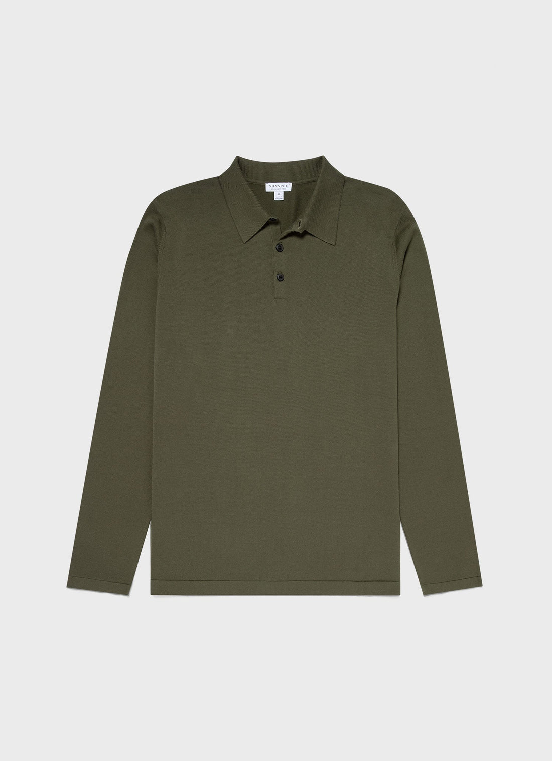 Men's Sea Island Cotton Long Sleeve Polo Shirt in Hunter Green