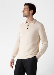 Men's Lambswool Polo Shirt in Ecru