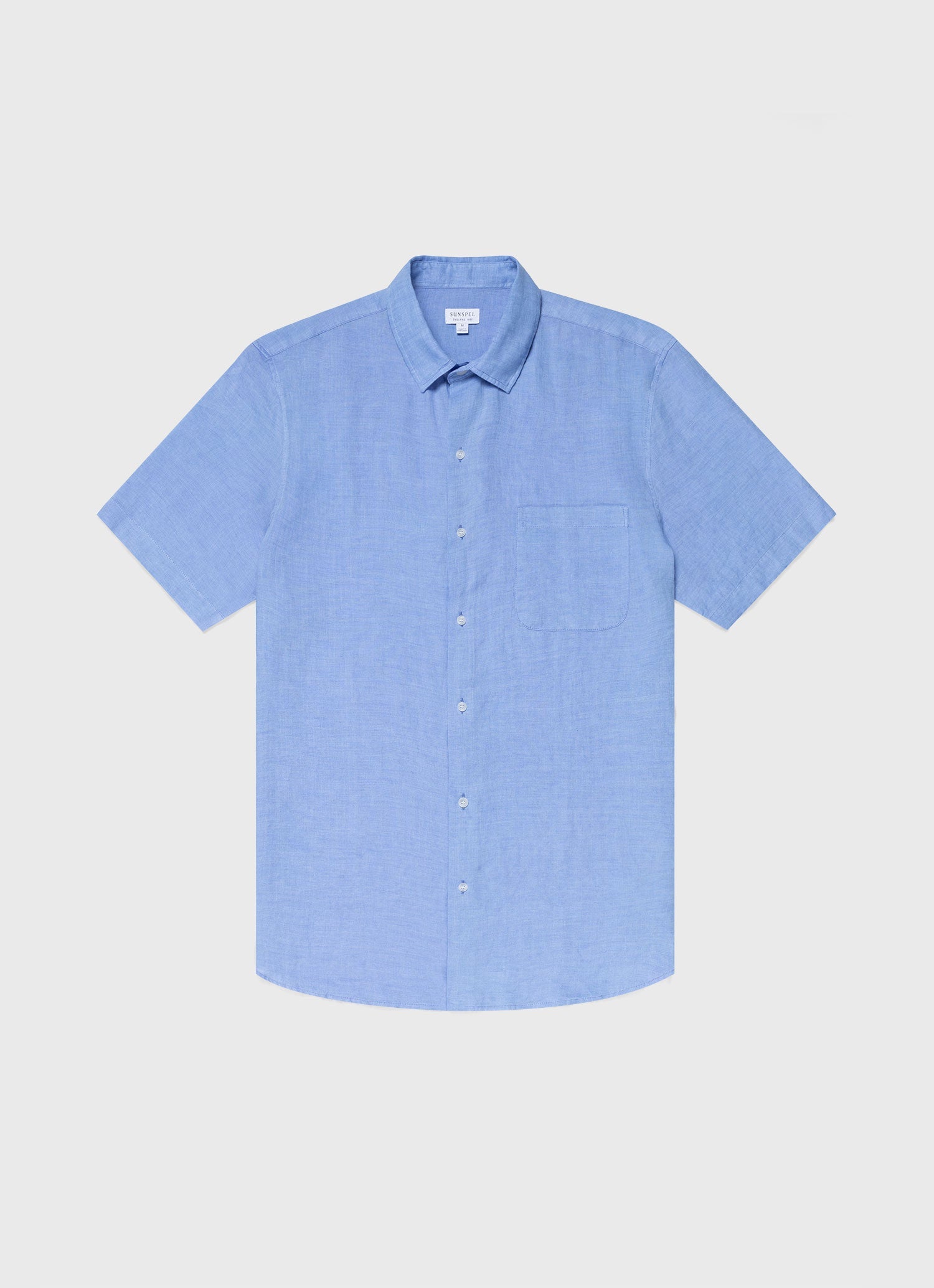 Men's Short Sleeve Linen Shirt in Cool Blue