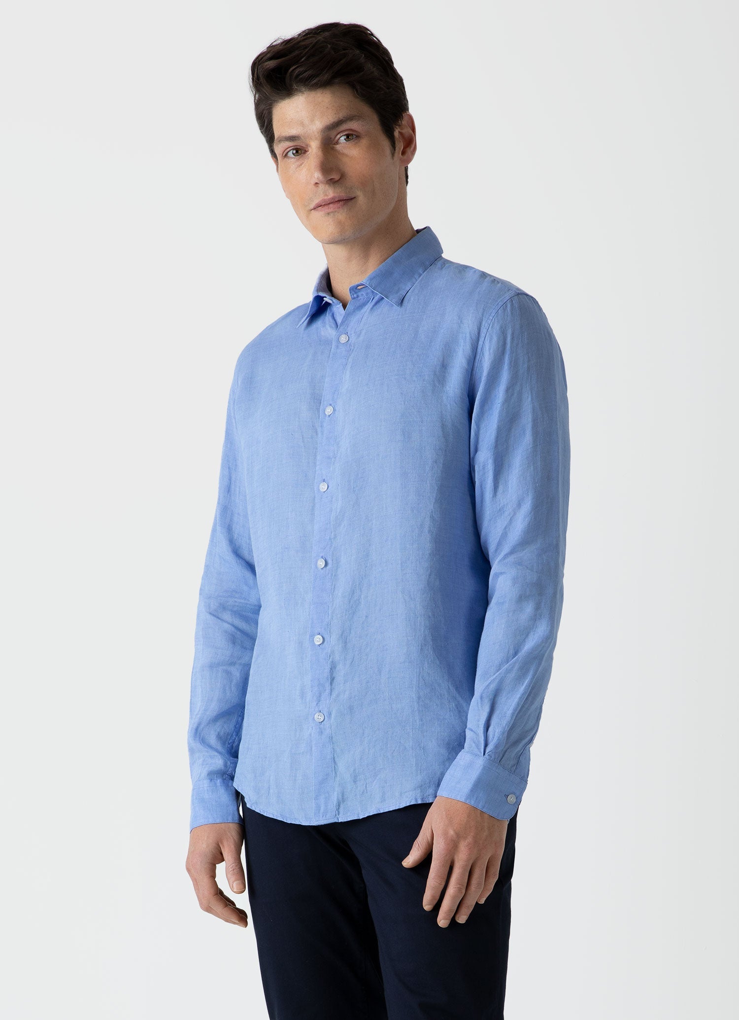 Men's Linen Shirt in Cool Blue
