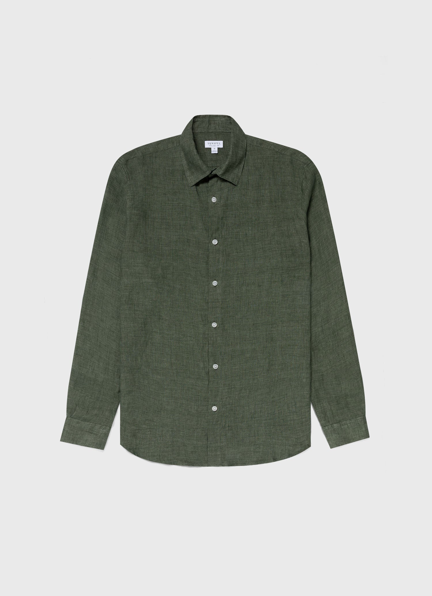Men's Linen Shirt in Hunter Green