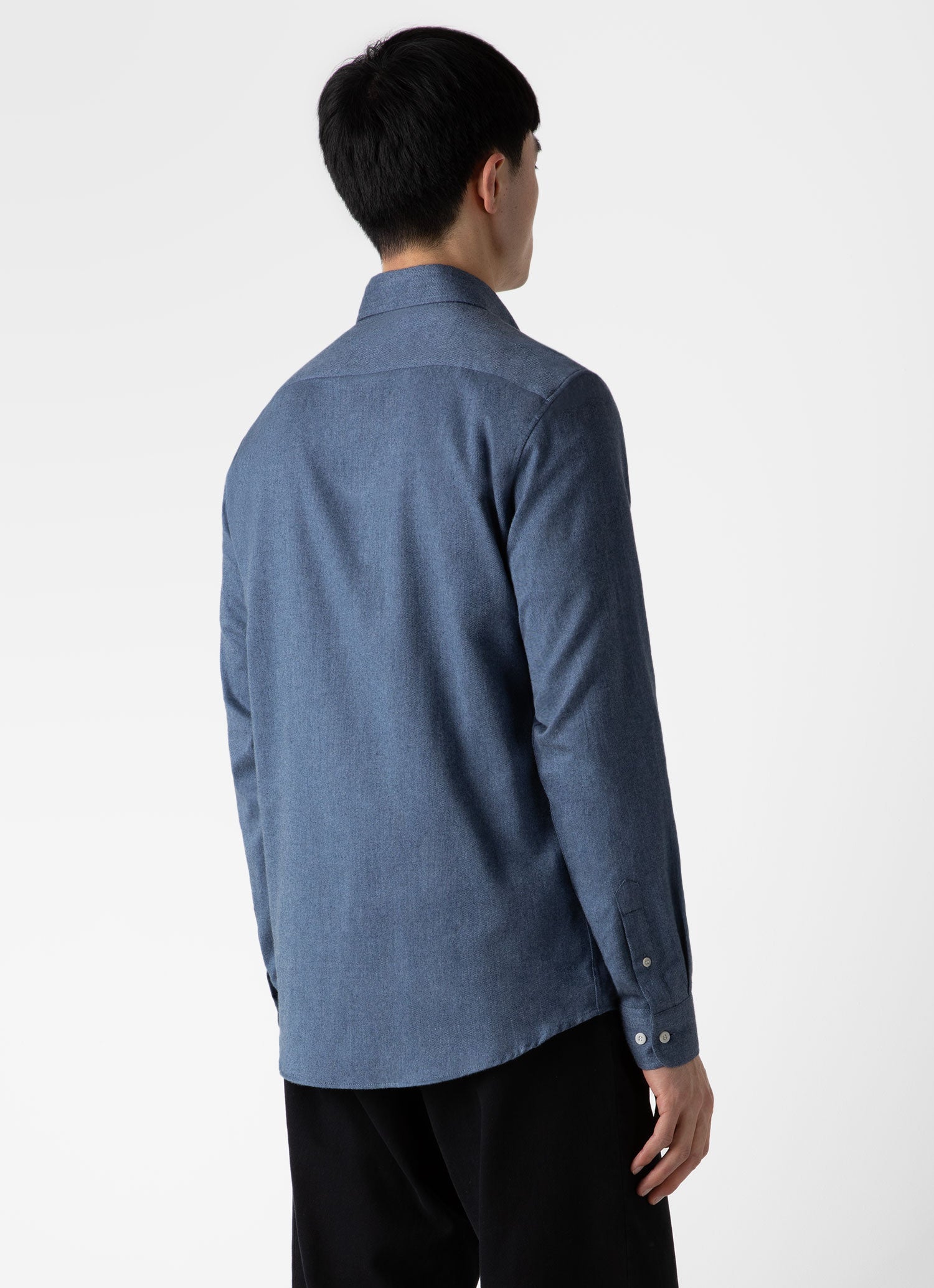 Men's Button Down Flannel Shirt in Blue Melange