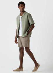 Men's Cotton Linen Shirt in Hunter Green Melange