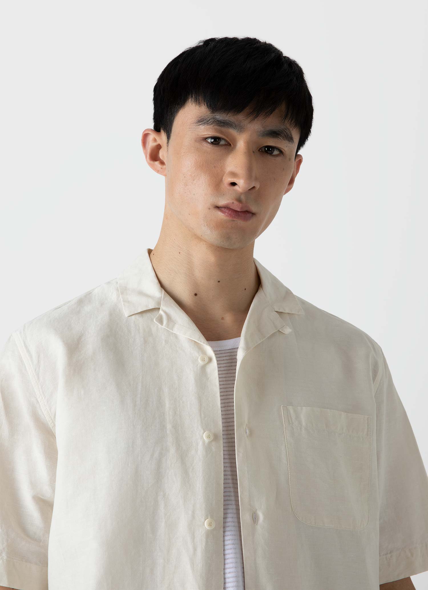 Men's Cotton Linen Shirt in Ecru