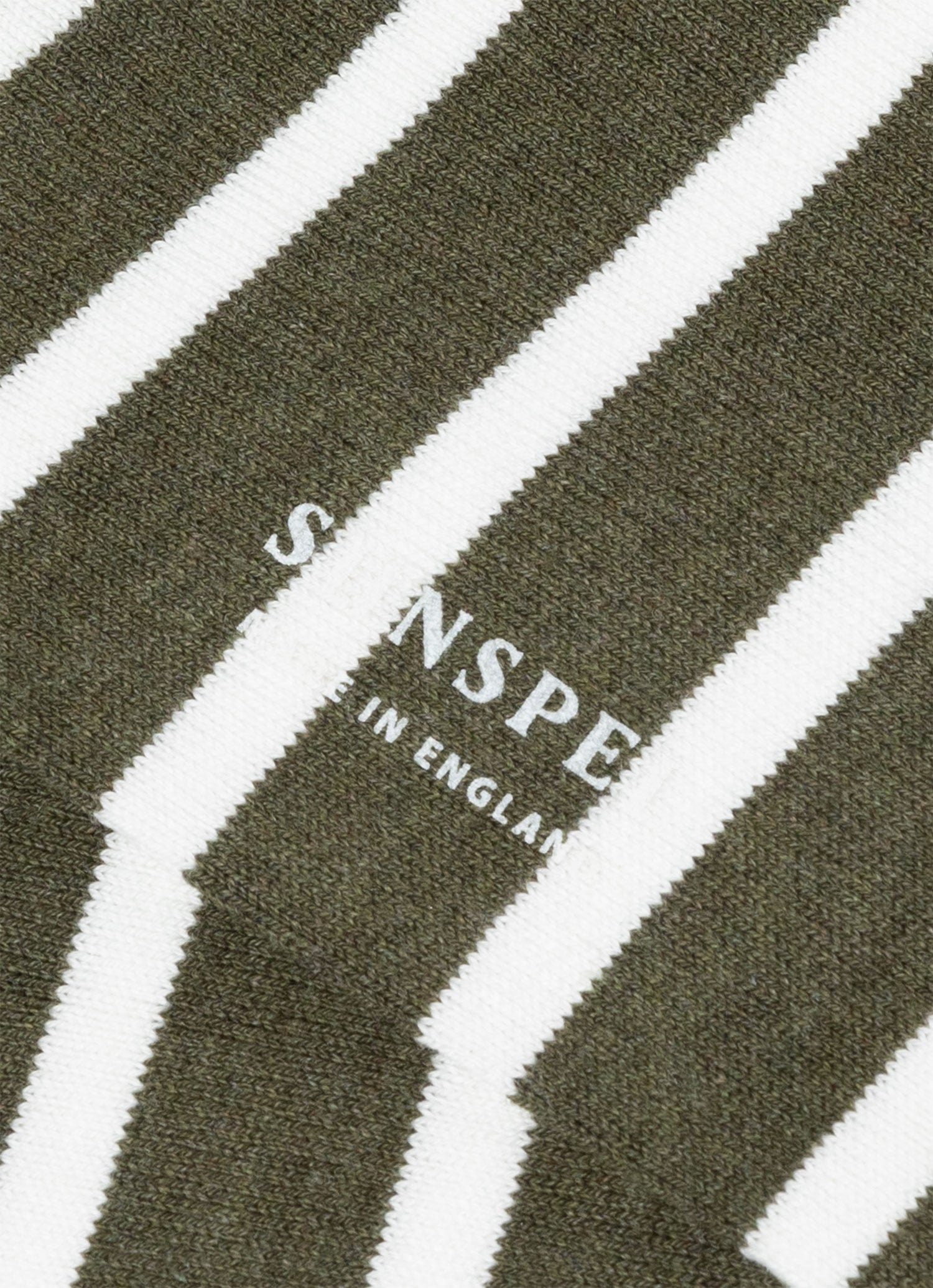Men's Cotton Socks in Hunter Green/Ecru Breton Stripe