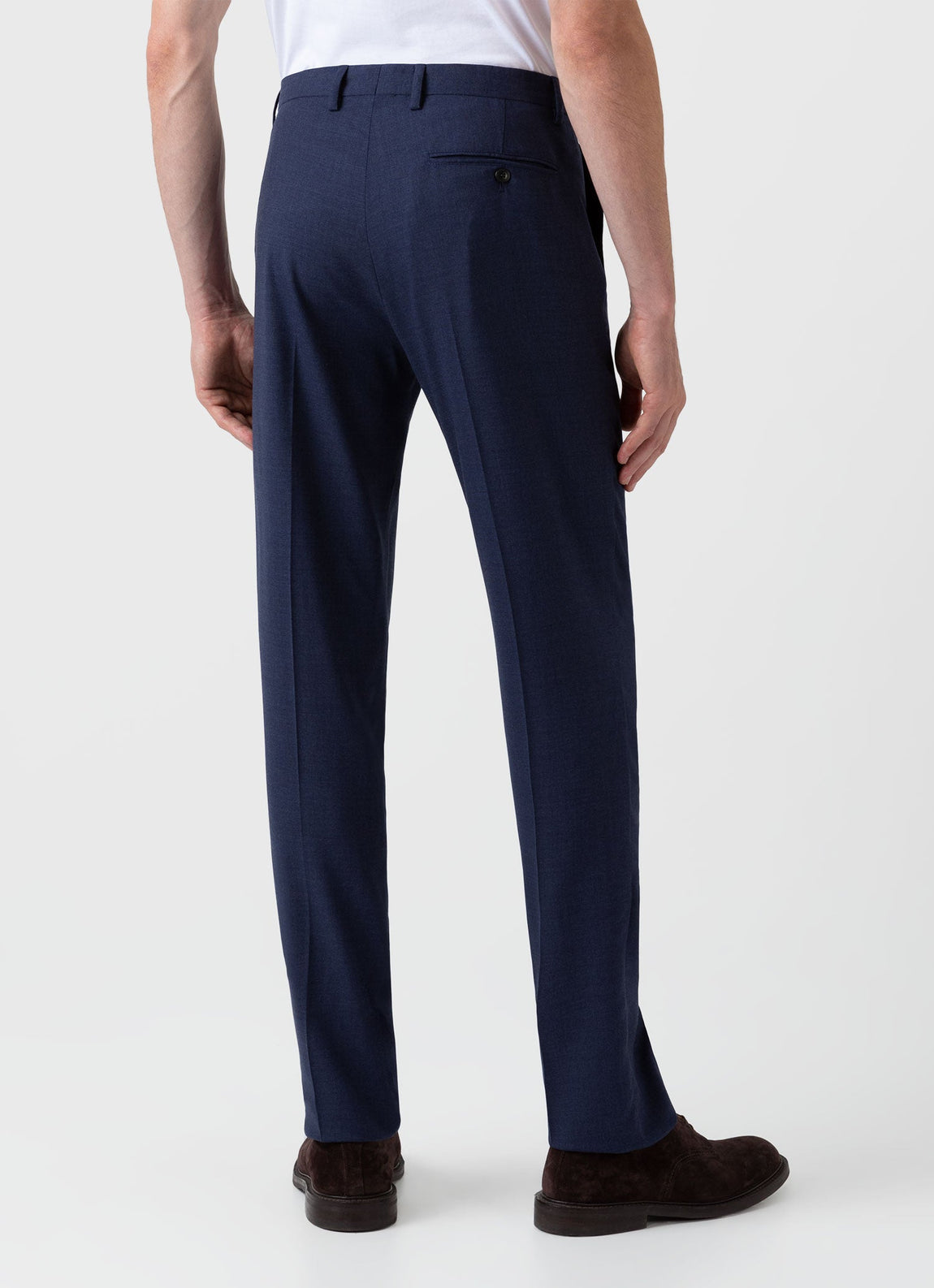 Men's Slim Fit Wool Trouser in Blue Melange