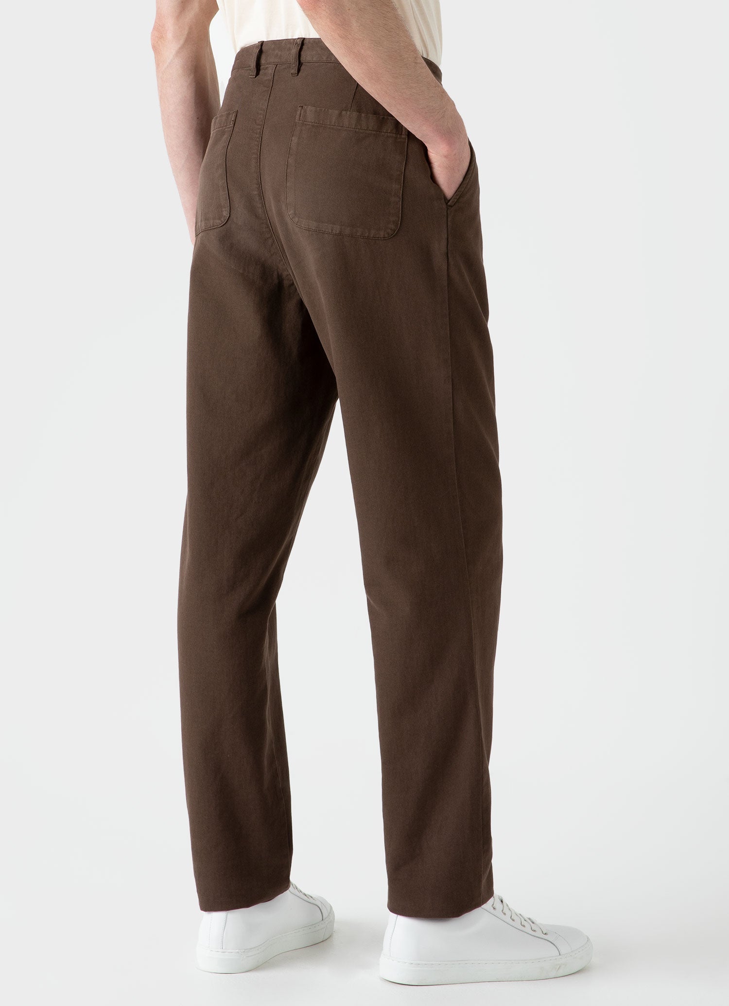 Men's Brushed Cotton Chore Trouser in Mid Brown