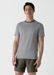 Men's Classic T-shirt in Hunter Green/White English Stripe
