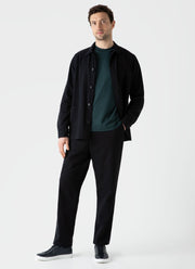 Men's Brushed Cotton Long Sleeve T-shirt in Peacock