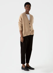 Women's Lambswool Cardigan in Light Camel