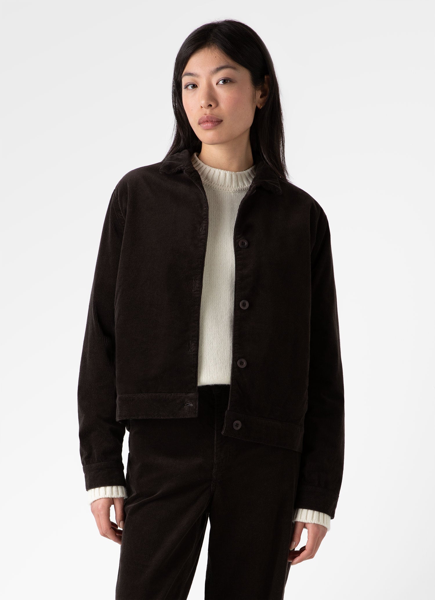 Women's Corduroy Boxy Jacket in Coffee