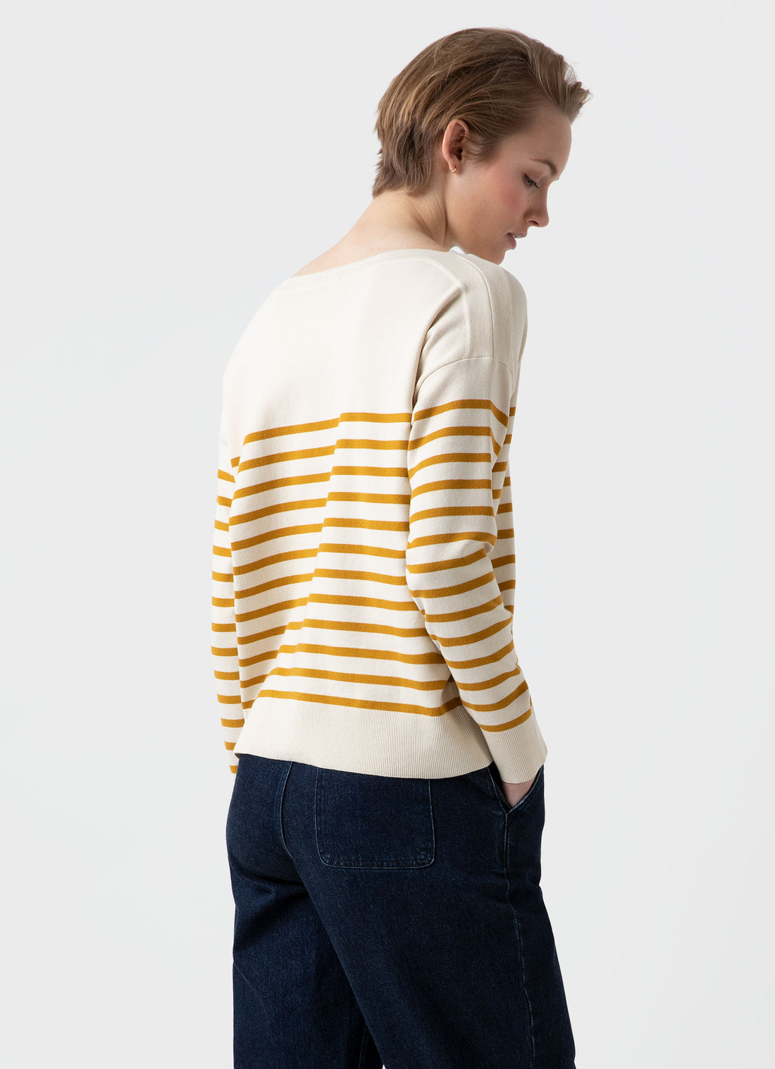 Women's Breton Stripe Sweater in Ecru/Cider Breton Stripe