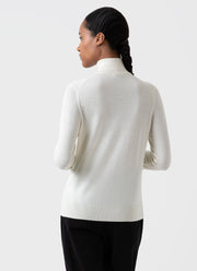 Women's Merino Silk Zip Neck Jumper in Ivory