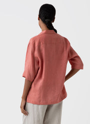 Women's Short Sleeve Linen Shirt in Burnt Sienna