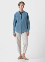 Women's Denim Rinse Shirt in Light Indigo