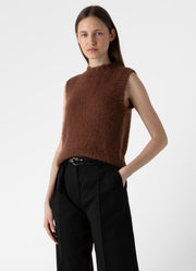 Women's Mohair Vest in Mid Camel