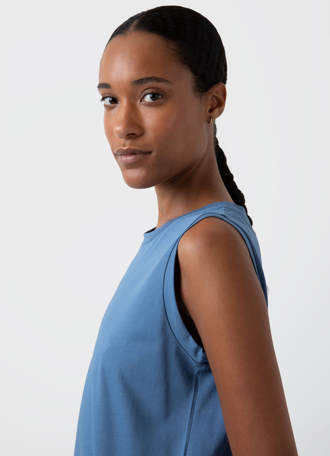 Women's Boy Fit Tank T-shirt in Bluestone