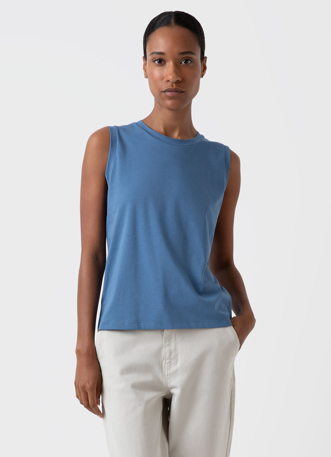 Women's Boy Fit Tank T-shirt in Bluestone