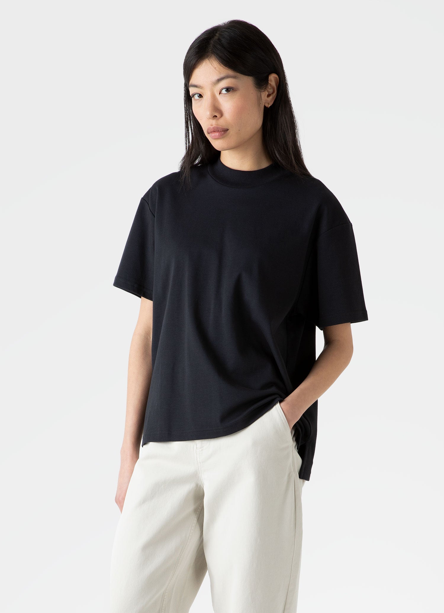 Women's Mock Neck T-shirt in Black