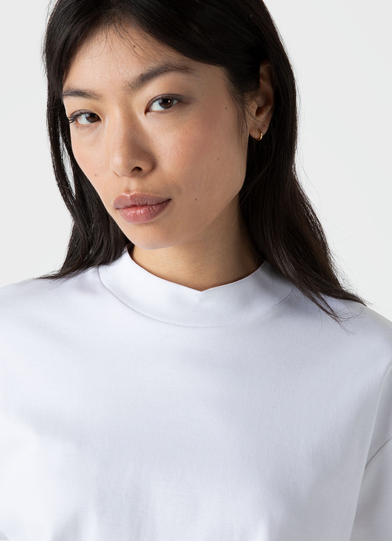 Women's Mock Neck T-shirt in White